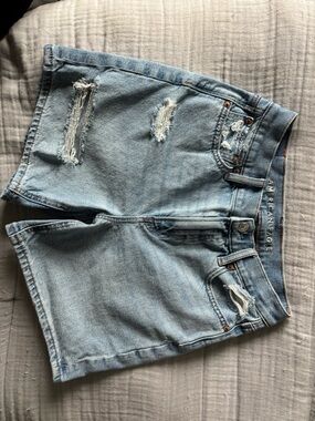 American Eagle Light Blue Distressed Denim Shorts